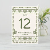 Grote Tafel Nummers met Groene Keltische Knopen Kaart (Staand voorkant)