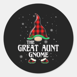 Grote Tante Gnome Buffalo Plaid Familie Groep Chri Ronde Sticker
