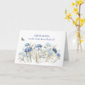 Grote Tante Moederdag Dusty Blue Wildflower Kaart (Gele Bloem)