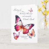 Grote Tante Religieuze Verjaardag Vlinders Kaart (Gele Bloem)