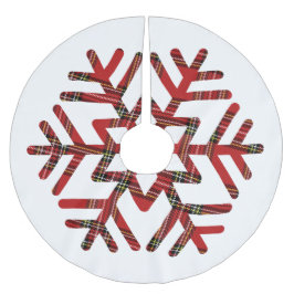 Grote Tartan Sneeuwvlok Rood en Wit Kerstboom Rok