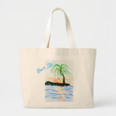 Grote tas voor het strand met strand levens tekst (Voorkant)