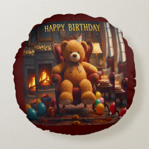 GROTE TEDDYBEER GELUKKIGE VERJAARDAG ROND KUSSEN