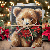 Grote teddyberen op 3 Kerstmis Inpakpapier Vel
