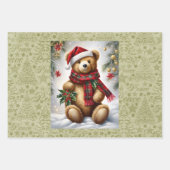 Grote teddyberen op 3 Kerstmis Inpakpapier Vel (Voorkant 3)