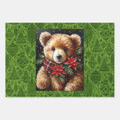 Grote teddyberen op 3 Kerstmis Inpakpapier Vel (Voorkant)