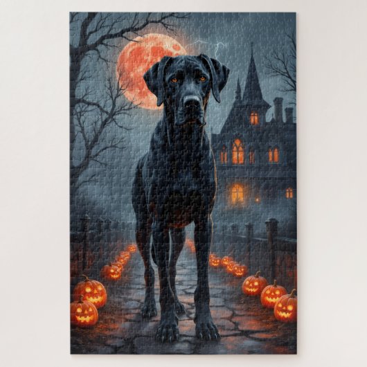 Grote Teef Haunted Mansion Halloween Kunst Legpuzzel (Verticaal)