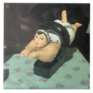 Grote tegel unieke foto, keramische zwemmer! tegeltje