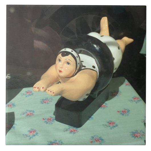 Grote tegel unieke foto, keramische zwemmer! tegeltje (Voorkant)