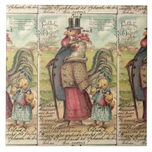 Grote Tegel Vintage Unique, Funny, Humanized Birds Tegeltje (Voorkant)