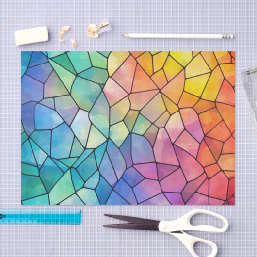 Grote Tegels Regenboogglas Decoupage Tissuepapier (Craft)