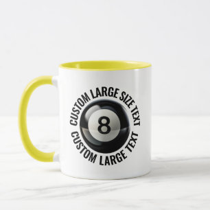 Grote tekst GEEL Combo 11oz Aangepaste 8 Bal Mok