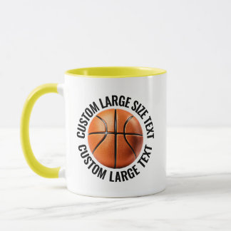 Grote tekst GEEL Combo 11oz Aangepaste Basketbal Mok