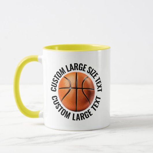 Grote tekst GEEL Combo 11oz Aangepaste Basketbal Mok (Links)