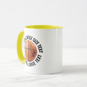Grote tekst GEEL Combo 11oz Aangepaste Basketbal Mok (Voorkant links)