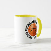 Grote tekst GEEL Combo 11oz Aangepaste Basketbal Mok (Voorkant rechts)