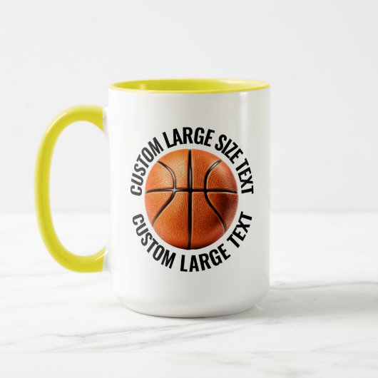 Grote tekst GEEL Combo 15oz Aangepaste Basketbal Mok (Links)