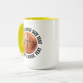 Grote tekst GEEL Combo 15oz Aangepaste Basketbal Mok (Voorkant links)