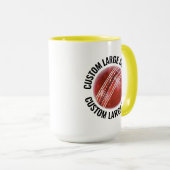 Grote tekst GEEL Combo 15oz Aangepaste Cricket Mok (Voorkant rechts)