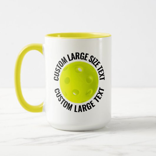 Grote tekst GEEL Combo 15oz Aangepaste Pickleball Mok (Links)