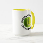 Grote tekst GEEL Combo 15oz Aangepaste Tennis Mok (Voorkant rechts)