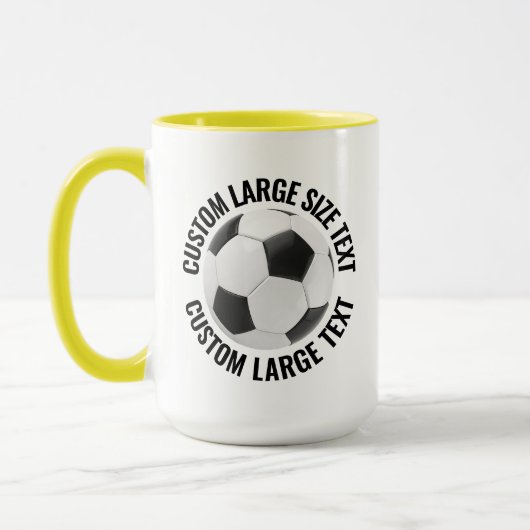 Grote tekst GEEL Combo 15oz Aangepaste Voetbal Mok (Links)