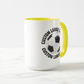 Grote tekst GEEL Combo 15oz Aangepaste Voetbal Mok (Voorkant rechts)