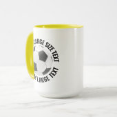 Grote tekst GEEL Combo 15oz Aangepaste Voetbal Mok (Voorkant links)