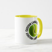 Grote tekst GELE Combo 11oz Douanewedstrijd Tennis Mok (Voorkant rechts)