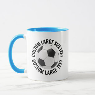 Grote tekst LICHTBLAUW Combo 11oz Aangepaste Voetb Mok