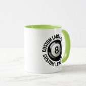 Grote tekst LIME GROEN Combo 11oz Aangepaste 8 Bal Mok (Voorkant rechts)