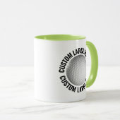 Grote tekst LIME GROEN Combo 11oz Aangepaste Golf Mok (Voorkant rechts)