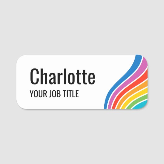 Grote tekst Rainbow Wave Personeel ID Wit Naamplaatje (Voorkant)