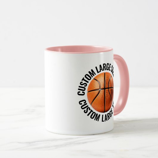 Grote tekst ROZE Combo 11oz Aangepaste Basketbal Mok (Voorkant rechts)
