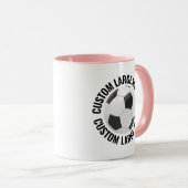 Grote tekst ROZE Combo 11oz Aangepaste Voetbal Mok (Voorkant rechts)