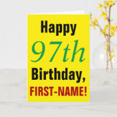 Grote Tekst, Vette letters, het 97ste Wenskaart Kaart (Gele Bloem)