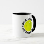 Grote tekst ZWART Combo 11oz Aangepaste Pickleball Mok (Voorkant rechts)