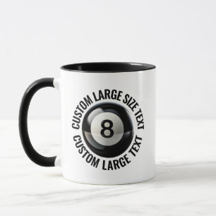 Grote tekst ZWARTE Combo 11oz Aangepaste 8 Bal Mok