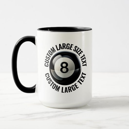 Grote tekst ZWARTE Combo 15oz Aangepaste 8 Bal Mok (Links)