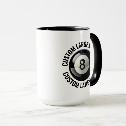 Grote tekst ZWARTE Combo 15oz Aangepaste 8 Bal Mok (Voorkant rechts)
