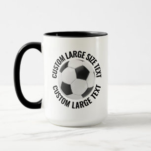Grote tekst ZWARTE Combo 15oz Aangepaste Voetbal Mok