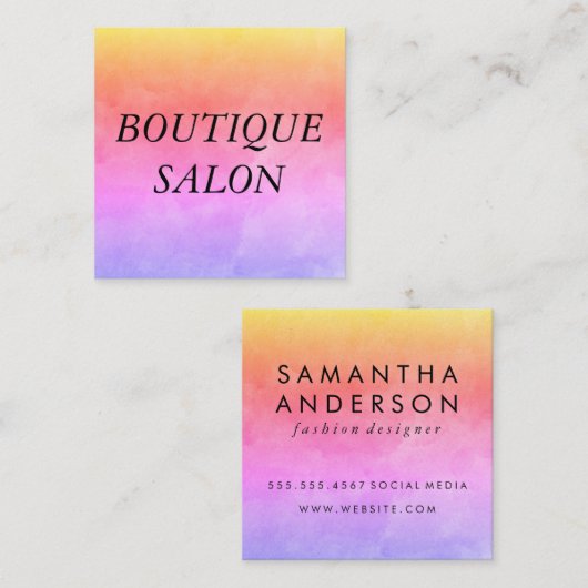 Grote tekstkleuren met levendige kleuren vierkante visitekaartje (Voorkant / Achterkant)