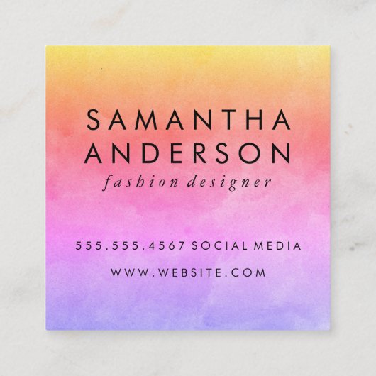 Grote tekstkleuren met levendige kleuren vierkante visitekaartje (Achterkant)