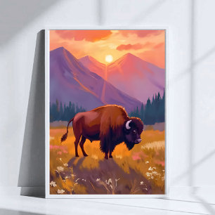 Grote Teton Bizon Nationaal Park Reis Schilderij Poster
