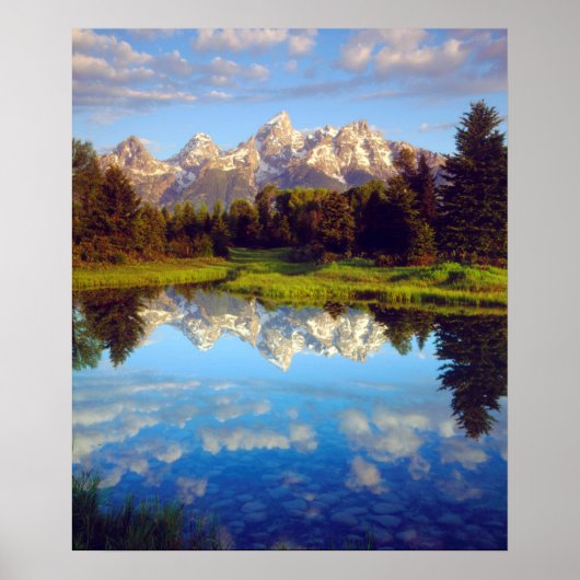 Grote Tetons die in de Snake-rivier reflecteren Poster (Voorkant)