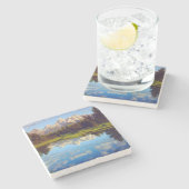 Grote Tetons die in de Snake-rivier reflecteren Stenen Onderzetter (Zijkant)