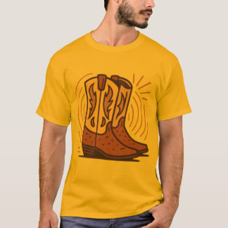 Grote Texas laarzen - Retro Cowboy T-shirt