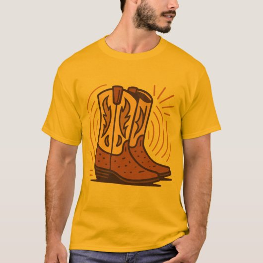 Grote Texas laarzen - Retro Cowboy T-shirt (Voorkant)