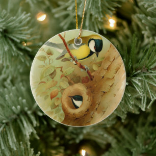Grote tiet- Kleurrijke vogel, Kunst Keramisch Ornament