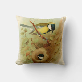 Grote tiet- Kleurrijke vogel, Kunst Kussen